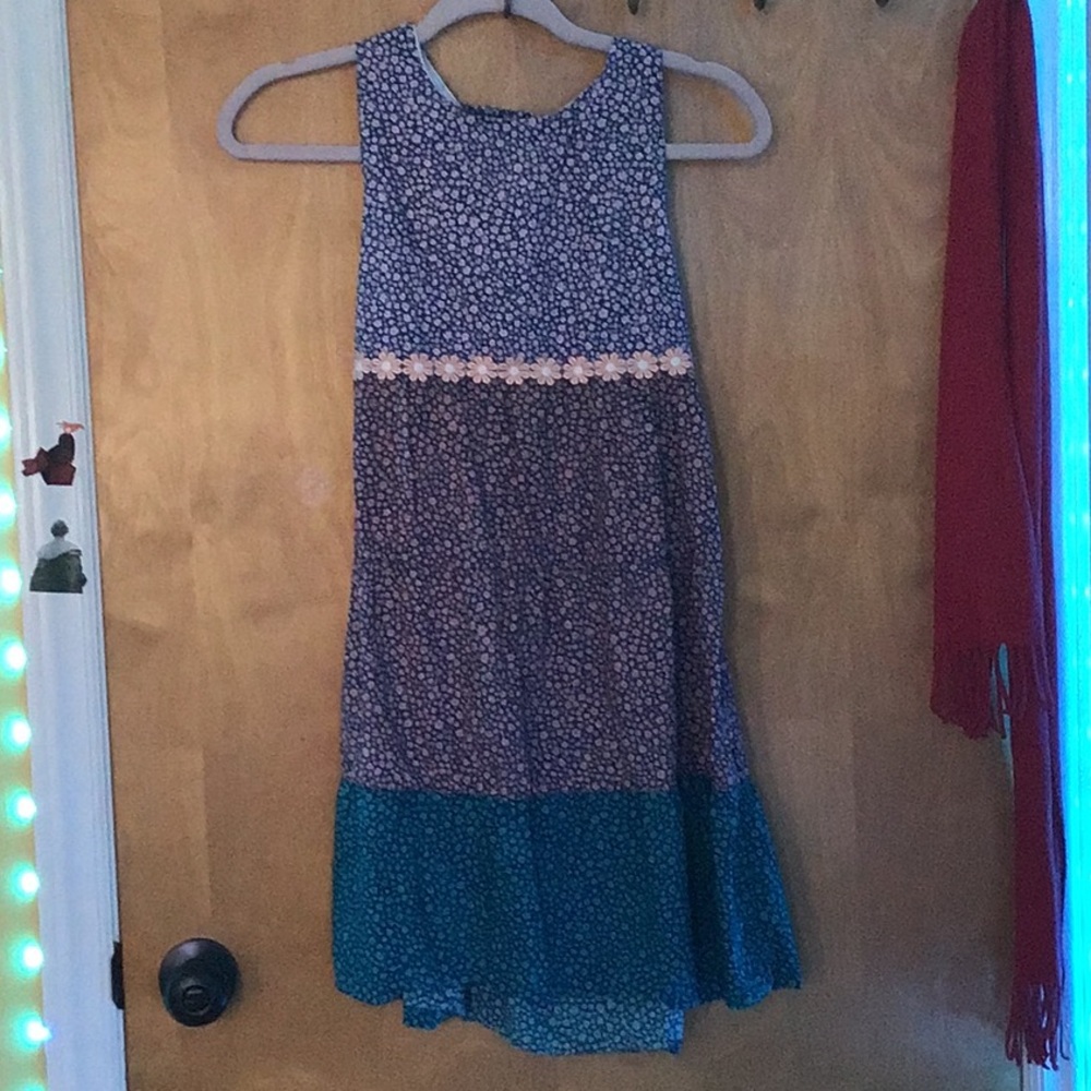 Floral Blue and Teal Kids Dress